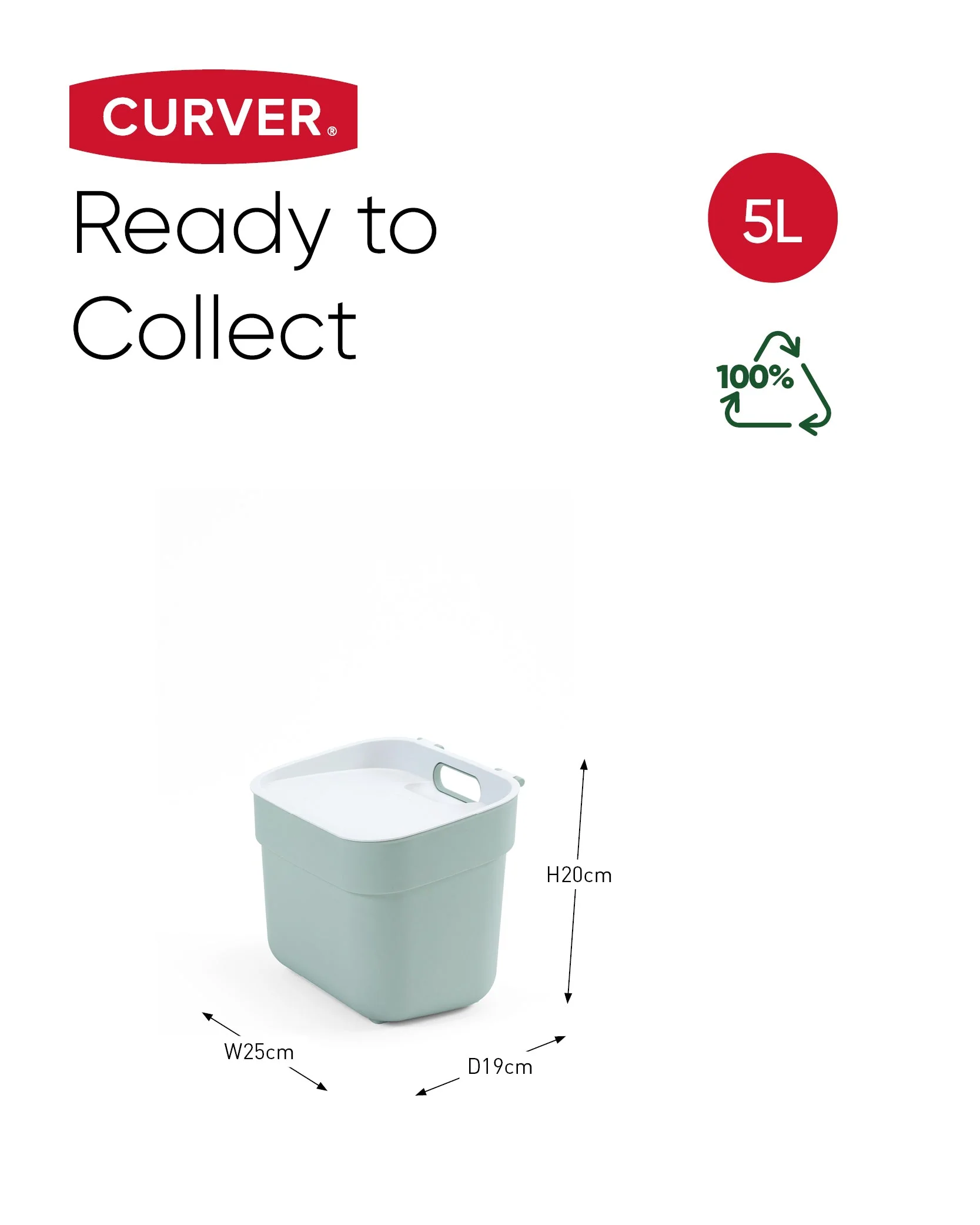 5L Ready to Collect Waste Separation Bin - Green - Image 8