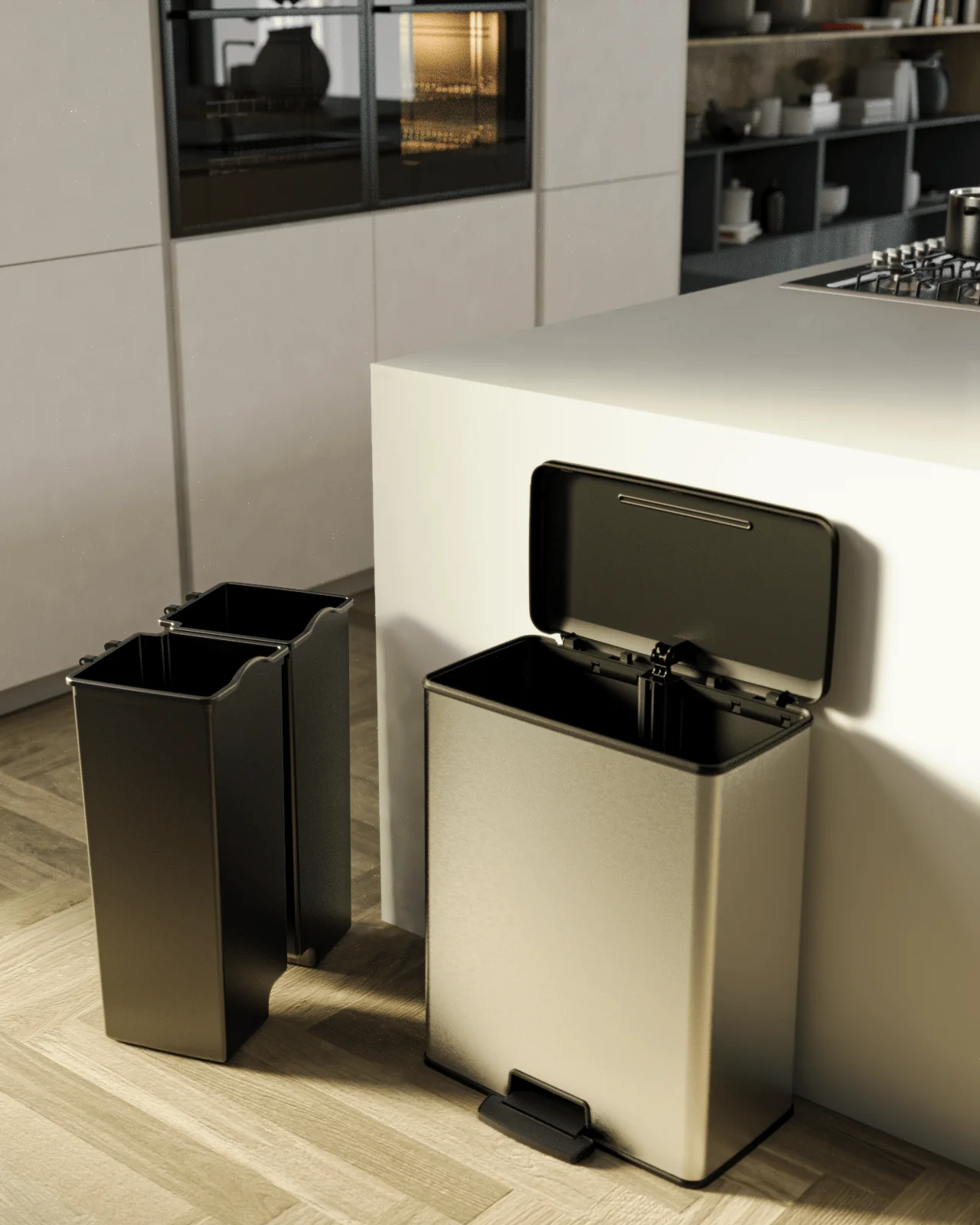 Curver Deco Duo Bin – 2 X 26L – Steel Look - Image 12