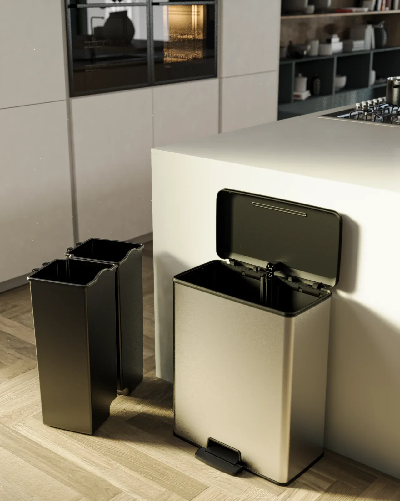 Curver Deco Duo Bin – 2 X 26L – Steel Look - Image 24