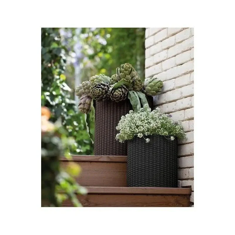 Keter Cylinder Planter- Set of 3 (S+M+L) - Dark Brown - Image 9