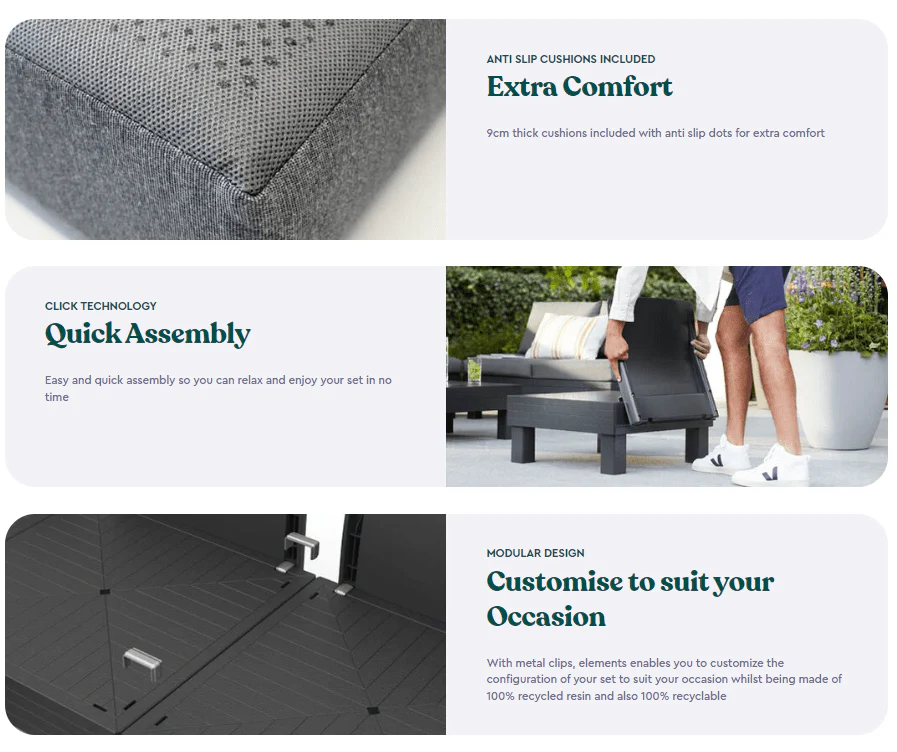 Keter Elements 3 Seater Sofa - Image 3