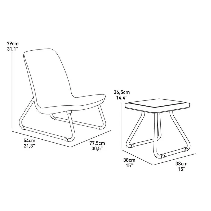 Keter Rio Patio Furniture Set - Graphite - Image 9