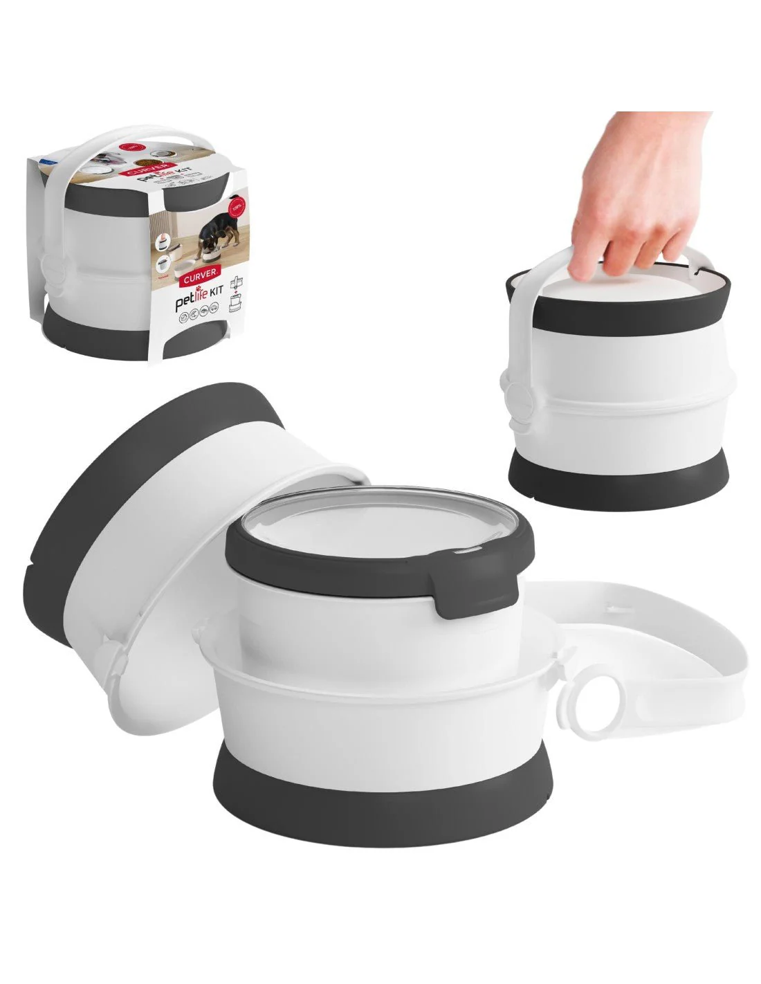 Curver 3 in 1 Food Travel Kit - White & Grey - Image 3